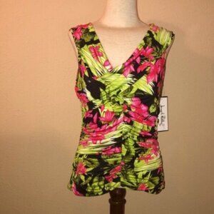 Joseph Ribkoff Floral Blouse - Black, Pink, Green